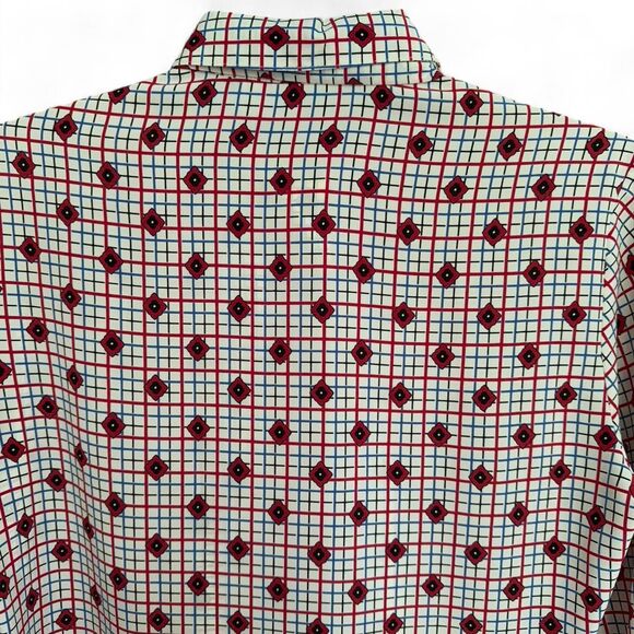 Vtg 70s/80s James Kenrob by Dalton red and blue button up shirt size 6 fits S/M - Picture 5 of 8
